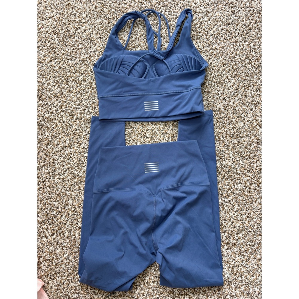 NEW Kosha Fit Activewear Set Small Blue Strappy Sports Bra High Waisted Leggings - Picture 2 of 4